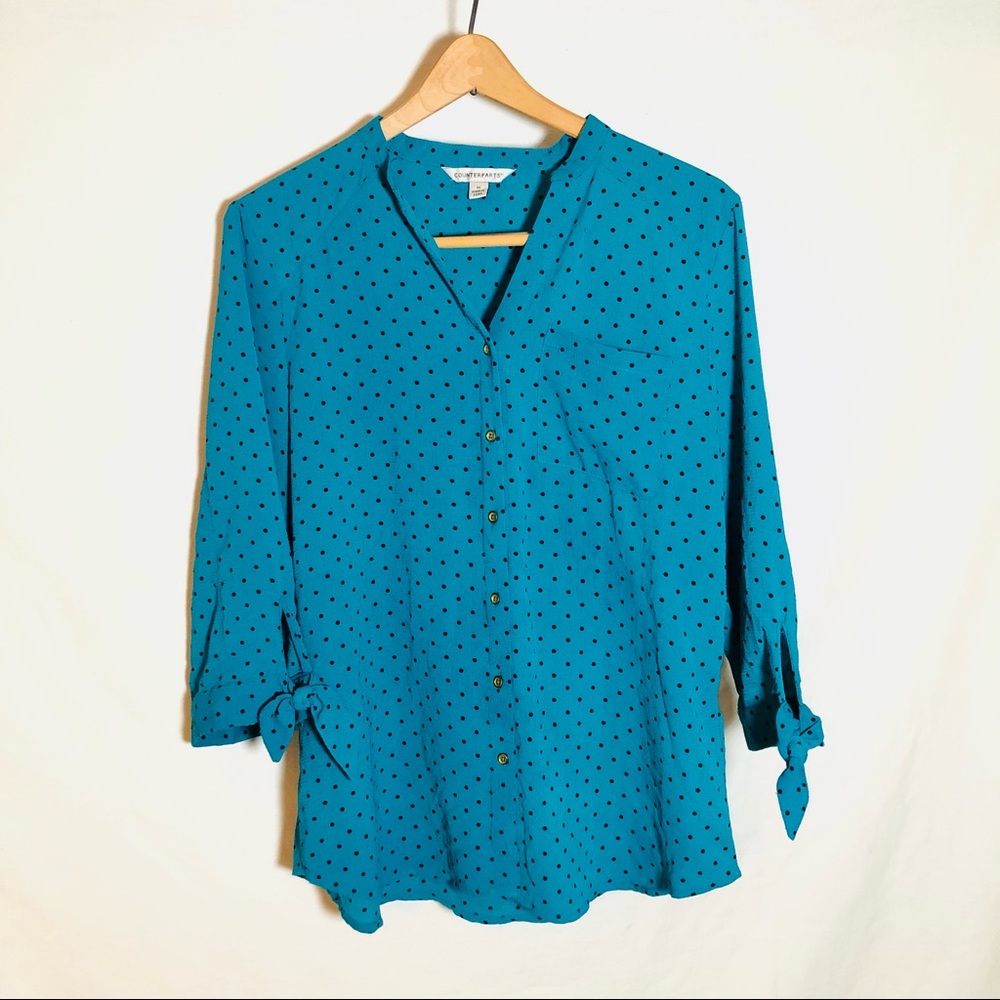 NWOT Counterparts Polka-dot Button-down Top